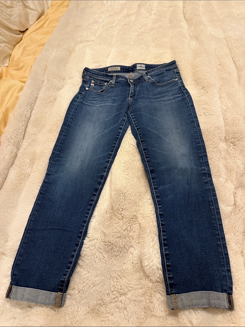 AG Adriano Goldschmied The stilt cigarette roll-up Jeans in Dark Blue Wash